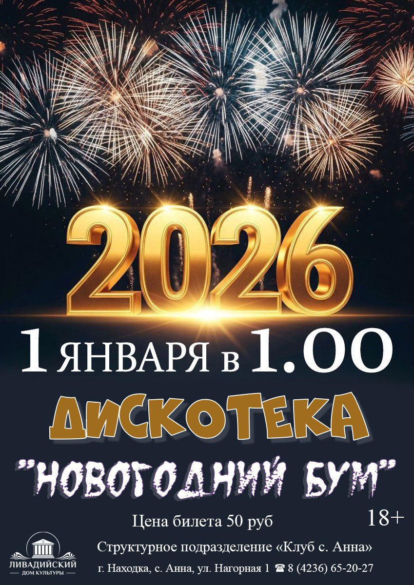 1 ЯНВАРЯ - ДИСКОТЕКА "НОВОТОДНИИ БУМ"